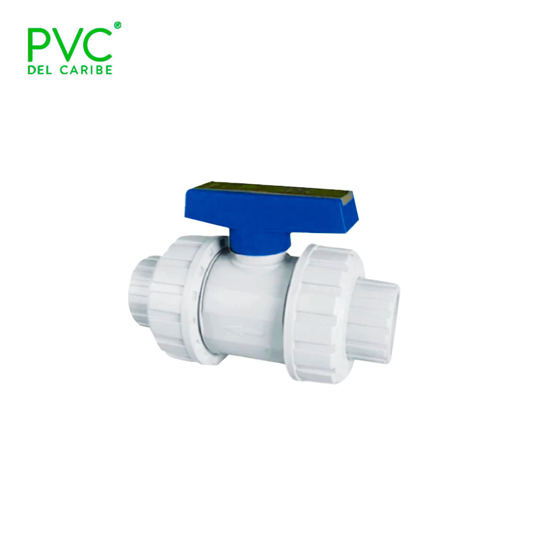 VALVULA BOLA PVC DOBLE UNIVERSAL LISA